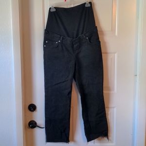 ASOS//Denim (UK 12) Black Ankle Cropped Maternity Distressed jeans